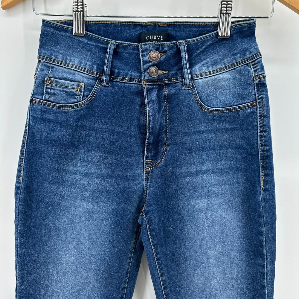 Curve Appeal Jeans Womens 2/26 Blue Denim Curve Creator High Rise Skinny Stretch